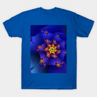 Electric Blue Fractal Spiral T-Shirt